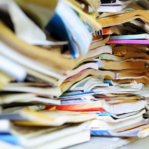 Pile of stacked, donated books