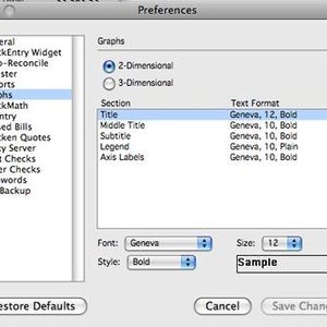 The preferences in Quicken.